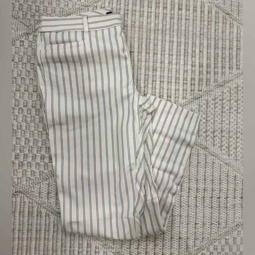 Banana Republic Cream and Black Striped Pants